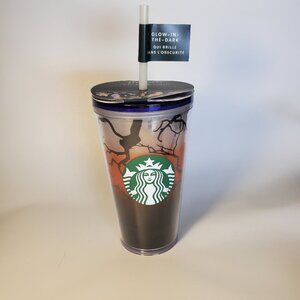 Starbucks Tumbler Cup Glow in the Dark Trees Grande w/ Stickers 2022 NWT